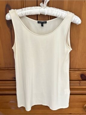 Eileen Fisher Cream 100% Silk Scoop Neck Layering Tank Top